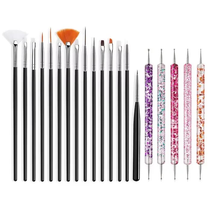5/20 pièces Nail Art brosse conception pointe peinture dessin sculpture pointillage stylo FlatFan Li