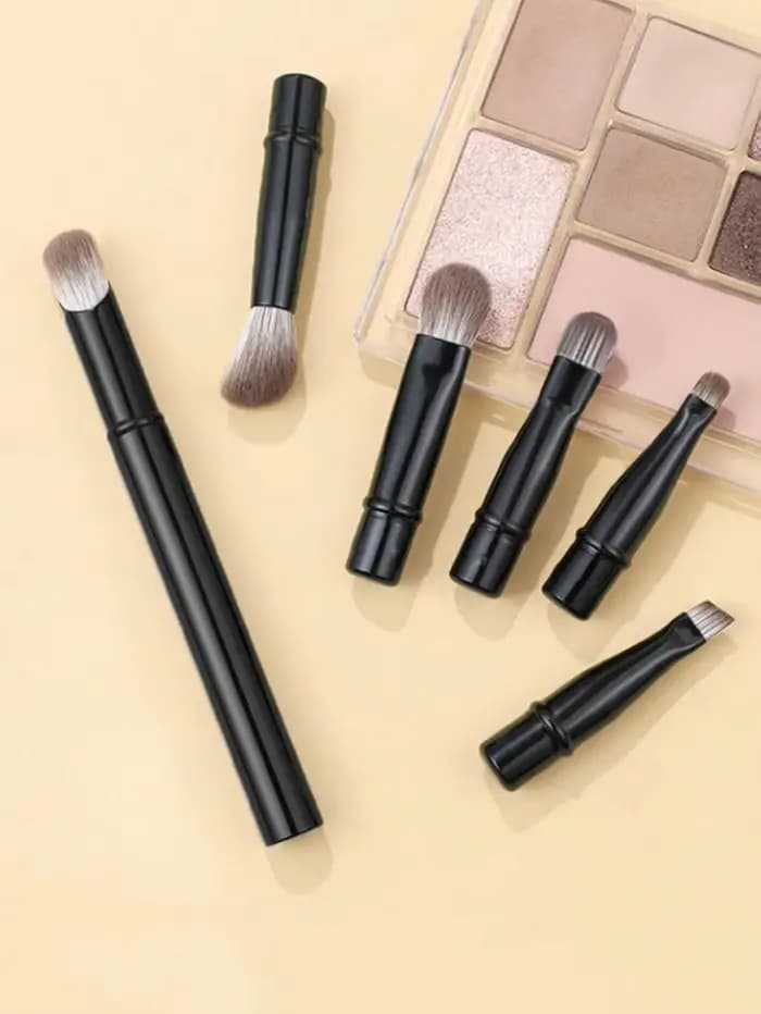 Paquet de 6 pinceaux de maquillage portables, tête de brosse de remplacement, ombre de nez, ensemble