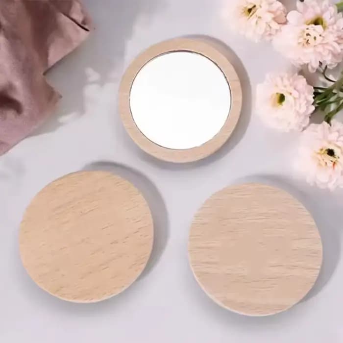 Miroir en bois personnalisé gravé, miroir de poche rond Compact Portable, faveurs de mariage de demo