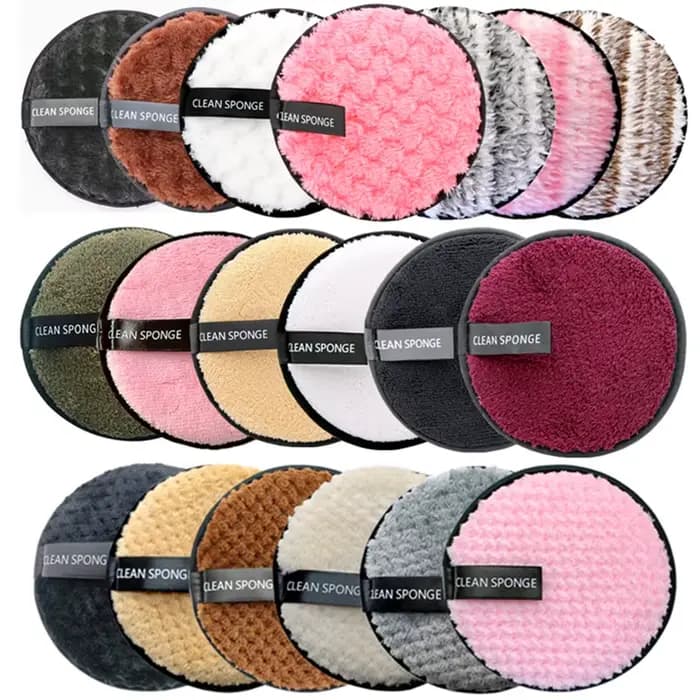 Lingettes démaquillantes réutilisables en coton, 5 pièces, éponge en microfibre, outil de nettoyage,