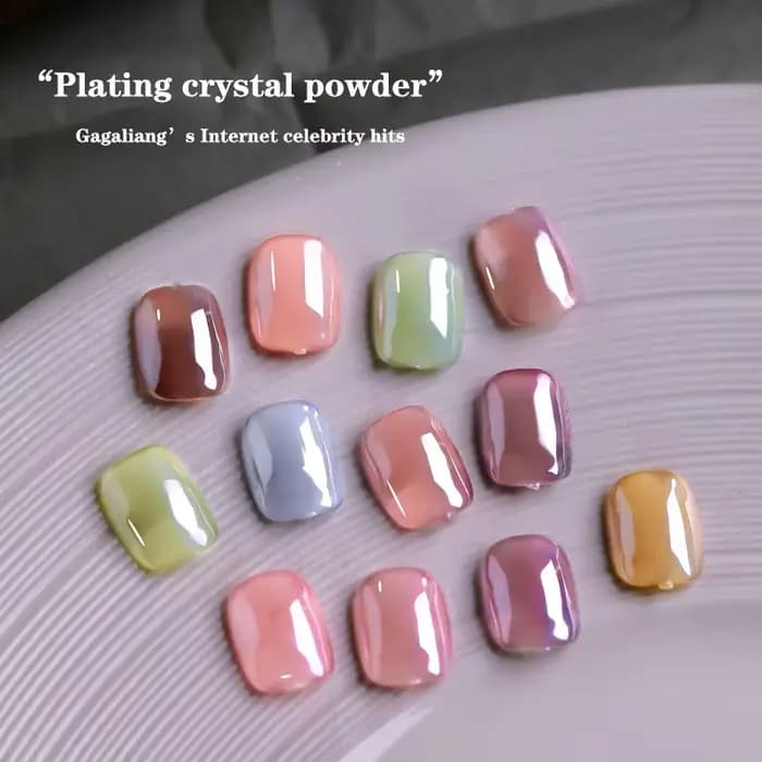 Aurora Pearl White N64.Glitter Dust, Chrome Moonlight White, Frotter sur la poudre, Shell, Mirror Pi