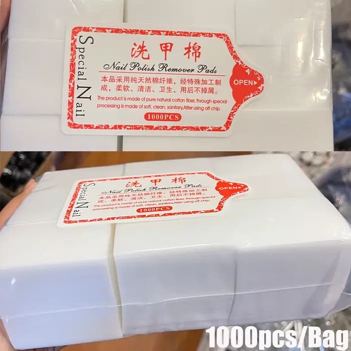 1000/500/100 pièces lingettes à ongles 100% tampons de coton non pelucheux dissolvant de vernis à on