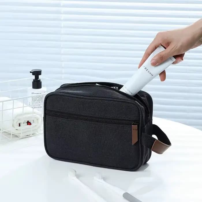 Trousse de Toilette Homme d'Extérieur, Sac de Voyage Anti-Humidité Portable Double Couche pour Cosmé