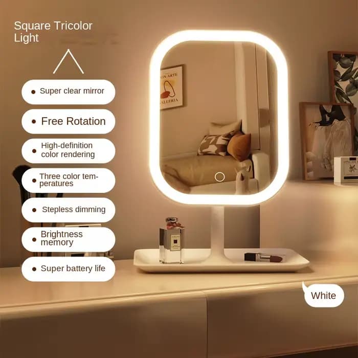 Miroir de courtoisie de bureau moderne pour femmes, miroir de maquillage LED, miroir tactile pour ch