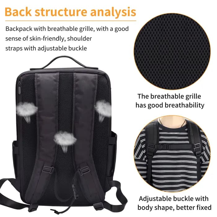 YUNTES sac à dos de voyage de maquillage de barbier professionnel séparateurs réglables USB-grand sa