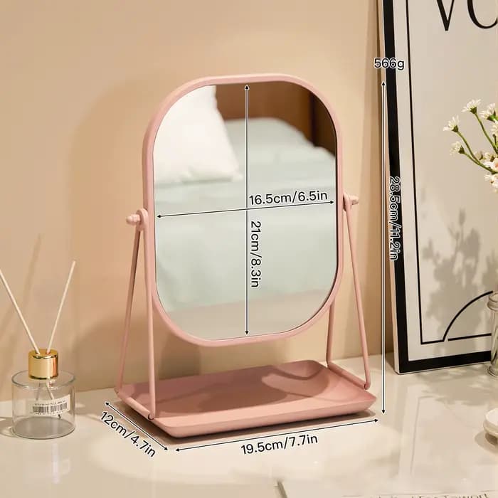 Miroir de maquillage rotatif, bureau de style luxueux léger avec châssis, peut stocker un grand miro