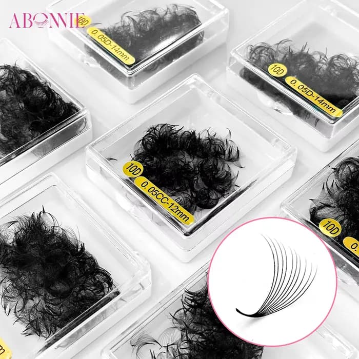 Abonnie 18mm Extensions de cils pré-faits en éventail à base pointue pour volume intense