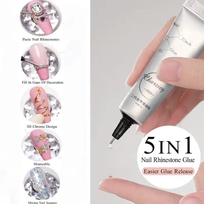 15 g/boîte 5 en 1 strass colle Gel couleur transparente Nail Art Gel collant pour strass bijoux déco