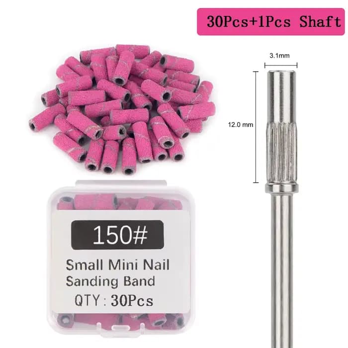 30 pièces 3.1MM Mini bandes de ponçage pour ongles avec arbre 3/32 "forets pour ongles bandes de sab
