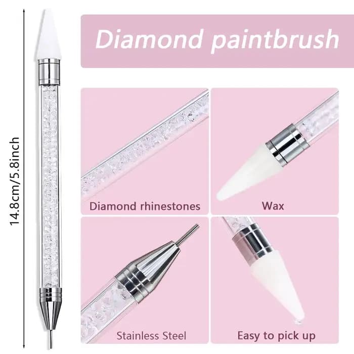 Stylo à points pour ramassage de strass, poignée en cristal, stylo à double extrémité pour perceuse