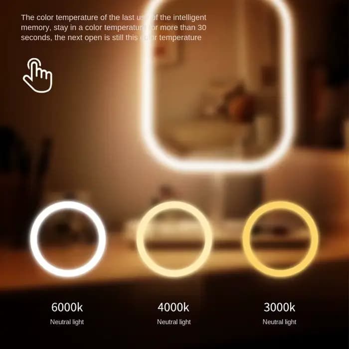 Miroir de courtoisie de bureau moderne pour femmes, miroir de maquillage LED, miroir tactile pour ch