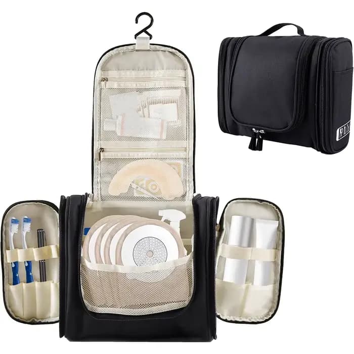 Grand trousse de toilette suspendue multi-poches avec crochet, organisateur de maquillage élégant po