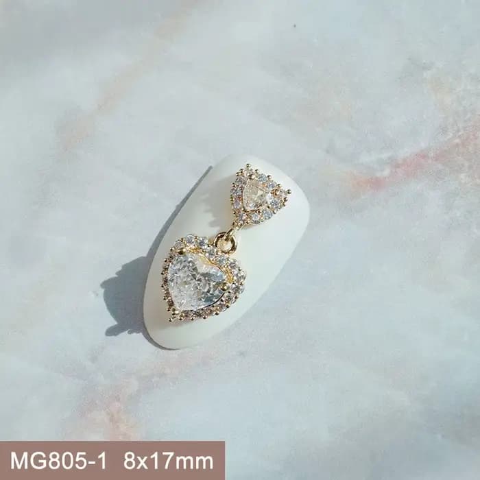 10 pièces saint valentin amour coeur marin lune Nail Art pièces Zircon cristal manucure ongles acces