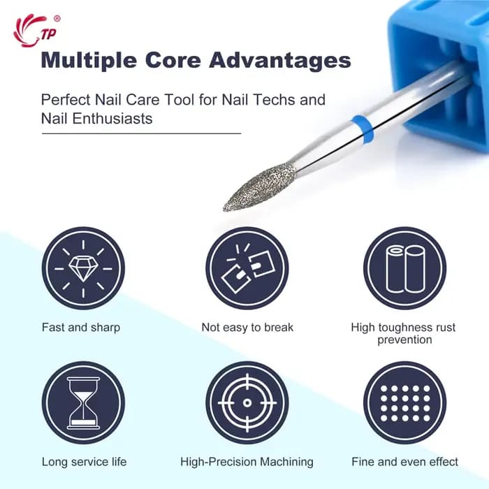 TP 5 pièces/lot forets à ongles diamant 3/32 ''forets à ongles à flamme fraise électrique pour manuc
