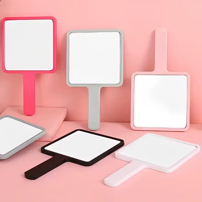 Miroir de maquillage portatif pour Extension de cils, miroir de vanité carré avec poignée en plastiq