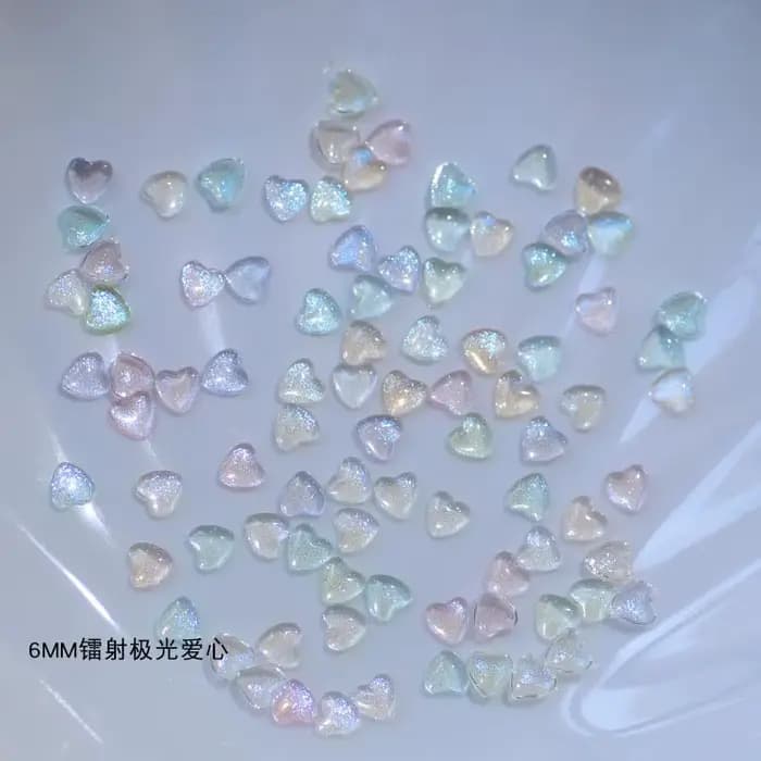30 pièces/boîte Kawaii paillettes poudre coeur Nail Art décorations 3D résine strass breloques dessi