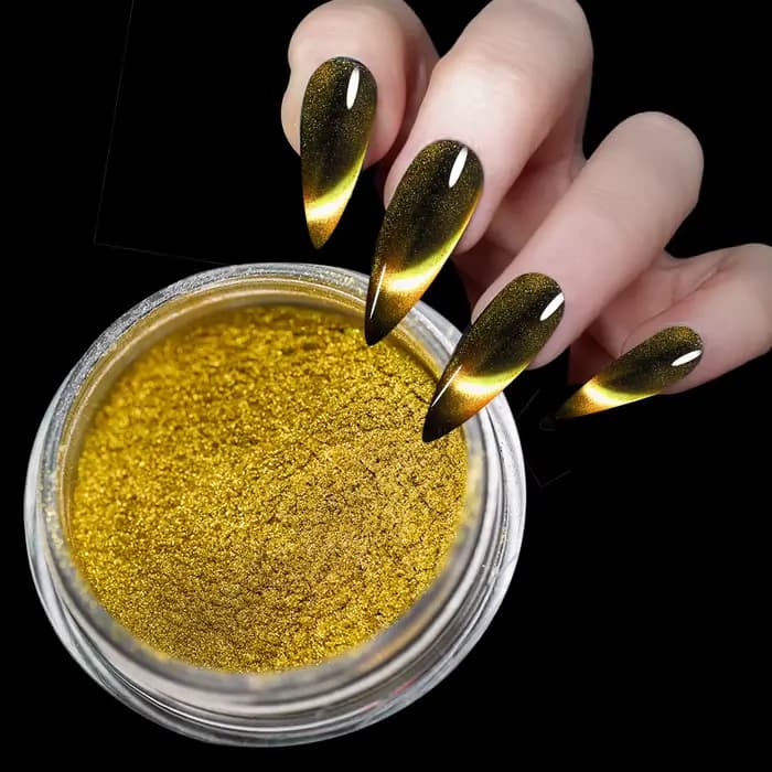 9D HD chat aimant poudre à ongles brillant effet caméléon paillettes Chrome Pigment poussière UV Gel