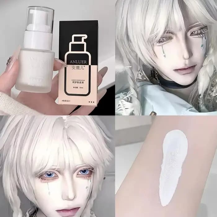 Fond de Teint Liquide Blanc Mat Couvrance Modulable, Base et Correcteur en Stick, Imperméable et Lon