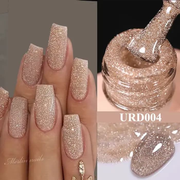 UR SUGAR 15ml Champagne or argent réfléchissant paillettes Gel vernis à ongles vernis Semi Permanent
