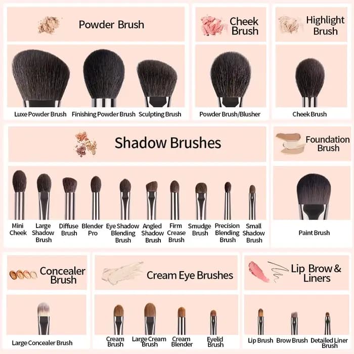 OVW – ensemble de pinceaux de maquillage en poils de chèvre naturels, Kit professionnel, brocha maqu