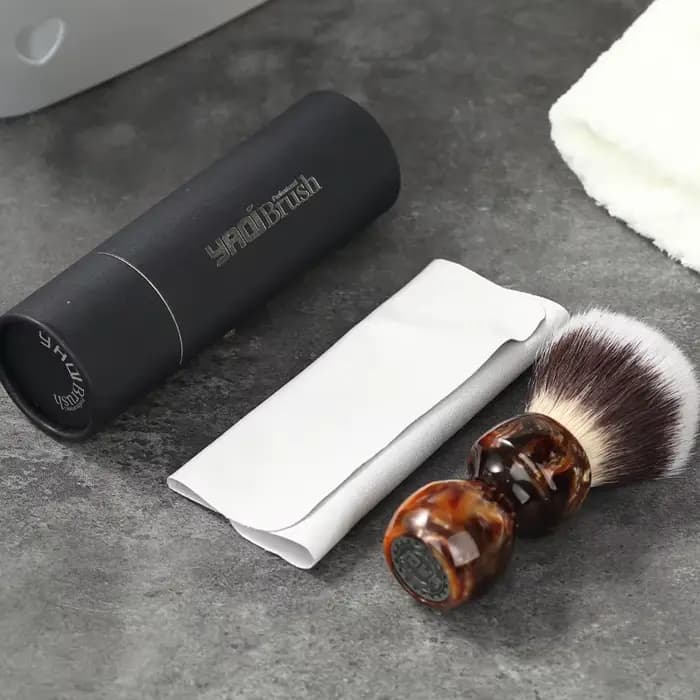 YAQI – moustaches de chat Caramel, cheveux synthétiques, brosse de rasage humide pour hommes