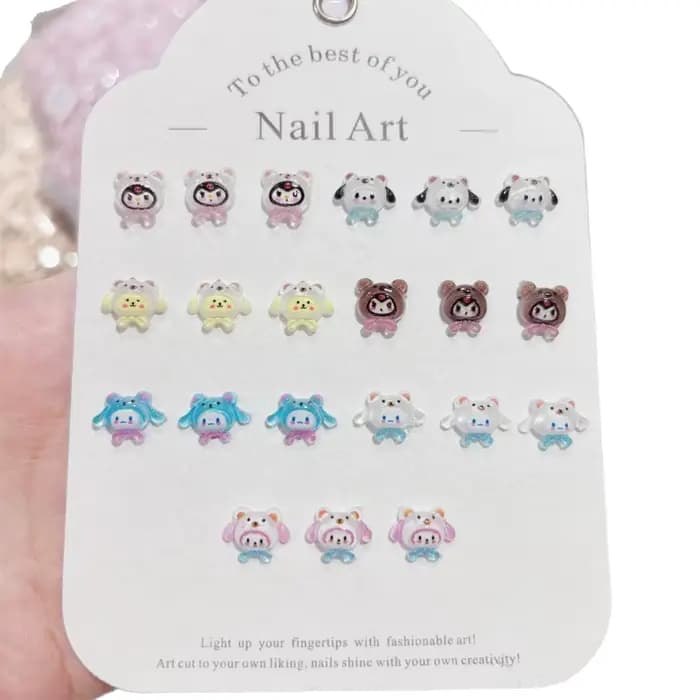 100 pièces de breloques pour ongles de chapeau mignon-ornements en résine 3D cannelle et Kuromi pour
