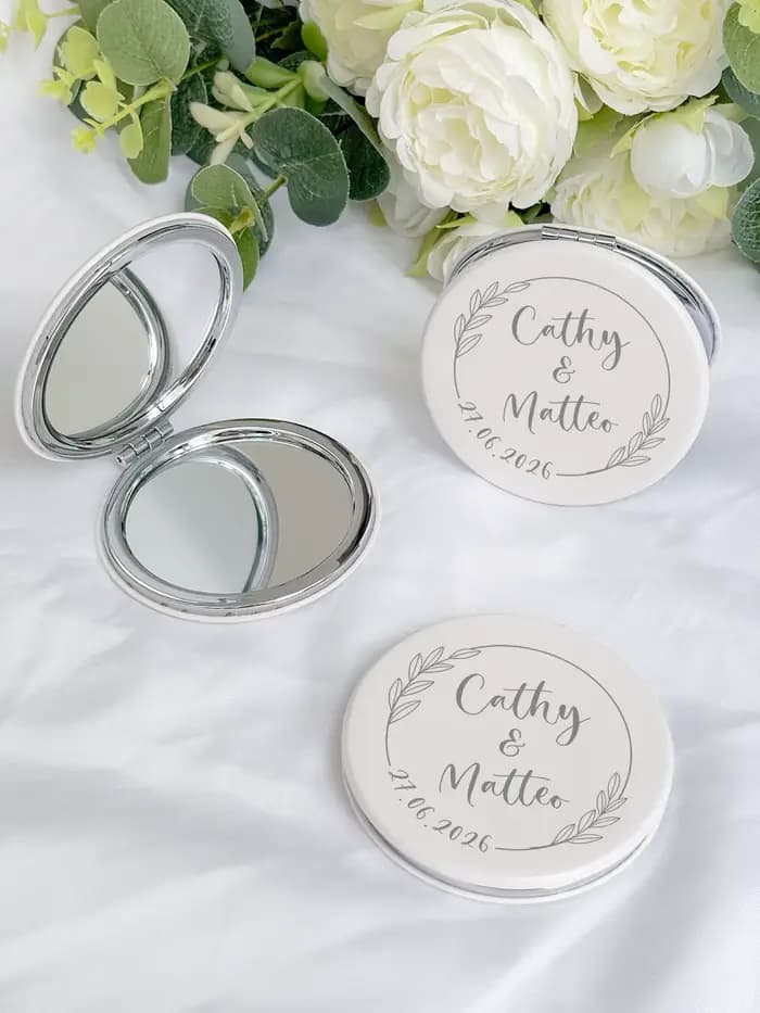 Souvenirs de mariage, miroirs de poche personnalisés, cadeaux pour invités de mariage, miroir compac