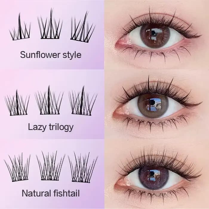 10 rangées de faux cils de grande capacité sans colle, grappe unique, 10-12MM, boucles en C, naturel