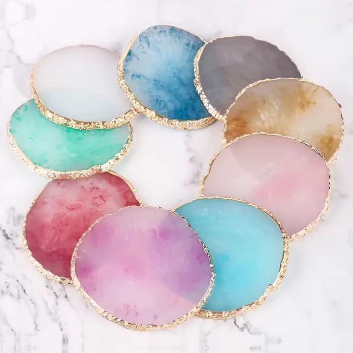Palette ronde de couleur pour ongles, pierre d'agate en résine, vernis Gel, mélange de dessin, plaqu