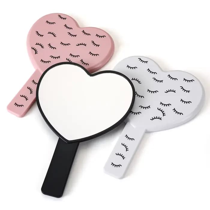 Miroir de vanité portatif en forme de coeur haute définition avec poignée