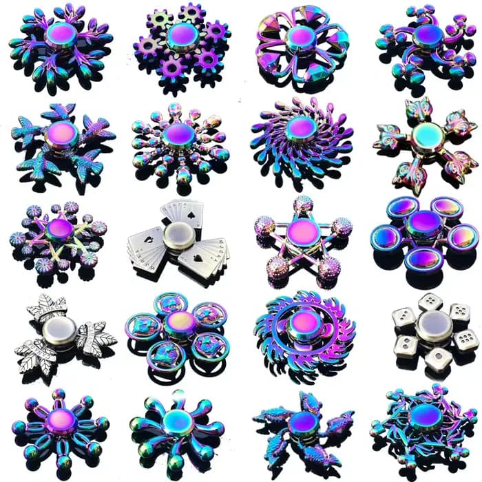 Spinner en métal arc-en-ciel Fidget Spinners à doigts colorés Spinners à main à grande vitesse Jouets Fidget pour soulager l'anxiété au stress pour adultes