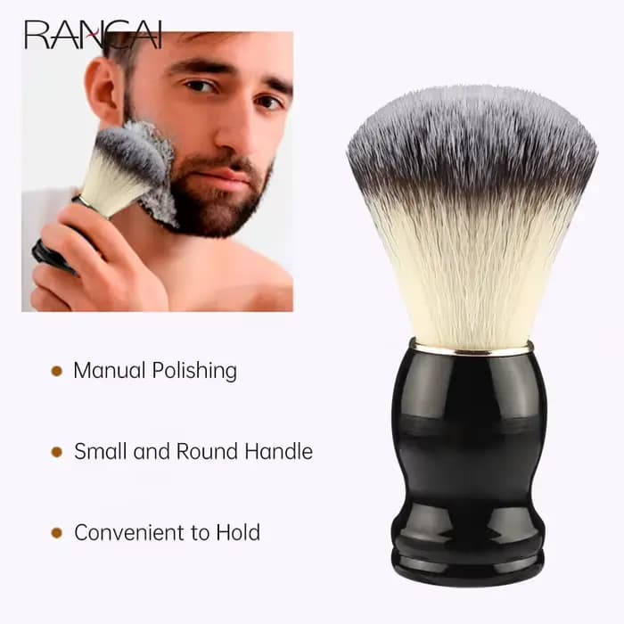 Pinceau à raser la barbe, pinceaux de maquillage, 1 pièce, manche en bois, poils naturels, pour salon de coiffure, barbier, mousse à raser, outils de nettoyage facial pour hommes
