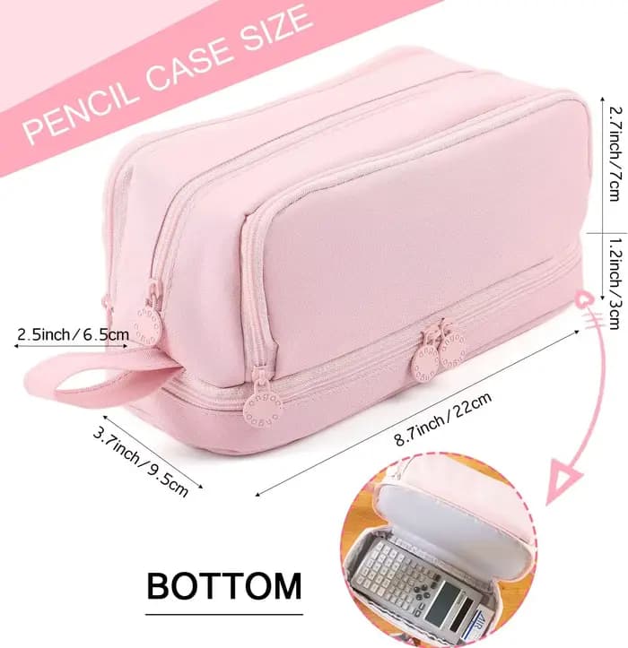 Sac à crayons noir, étui à stylos de grande capacité