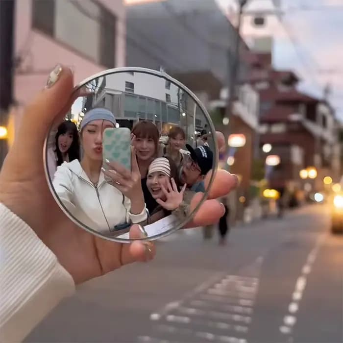 Mini miroir rond réfléchissant pour photos de voyage