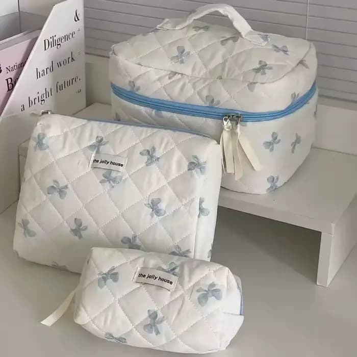 Trousse de maquillage grande capacité avec imprimé nœud