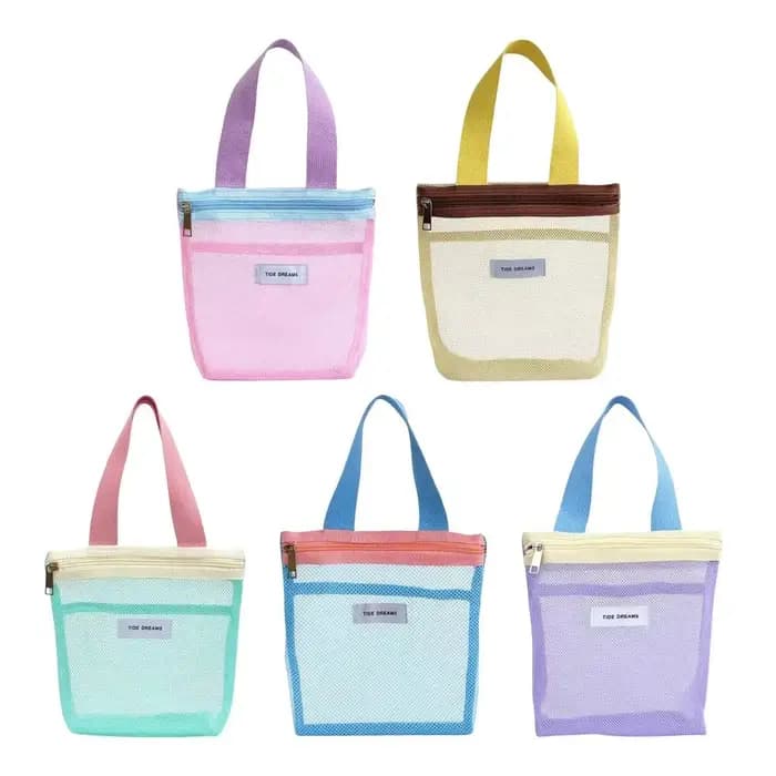 Sac de toilette portable en maille transparente