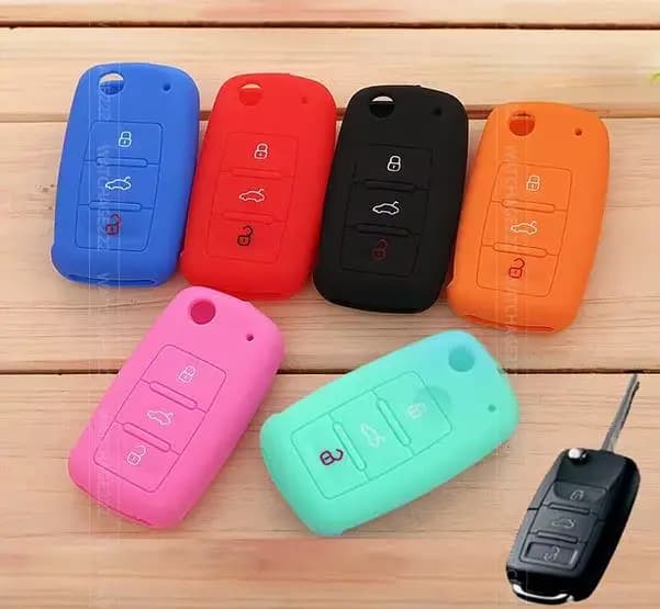 Porte-clé télécommande en SILICONE pour SKODA FABIA OCTAVIA, superbe siège, LEON, IBIZA, ALTEA, ALHAMBRA, 3 boutons
