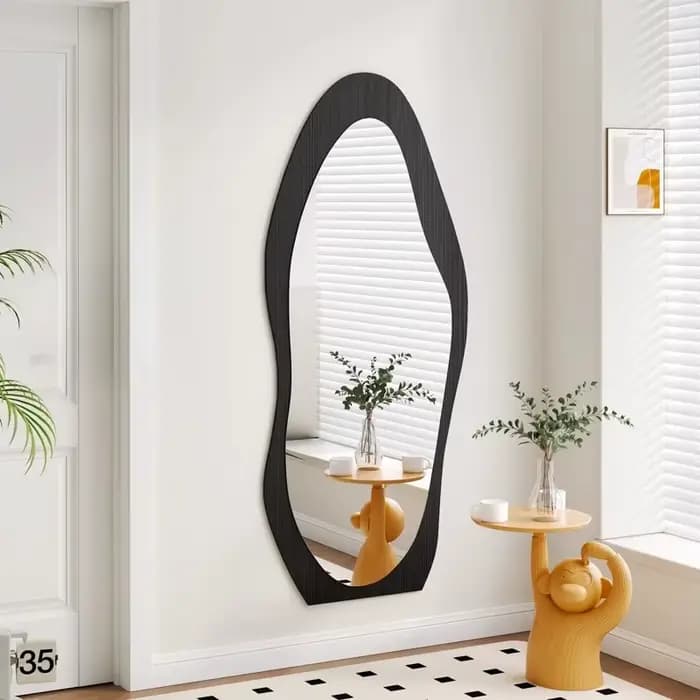 Miroir ondulé minimaliste de grande taille pour filles