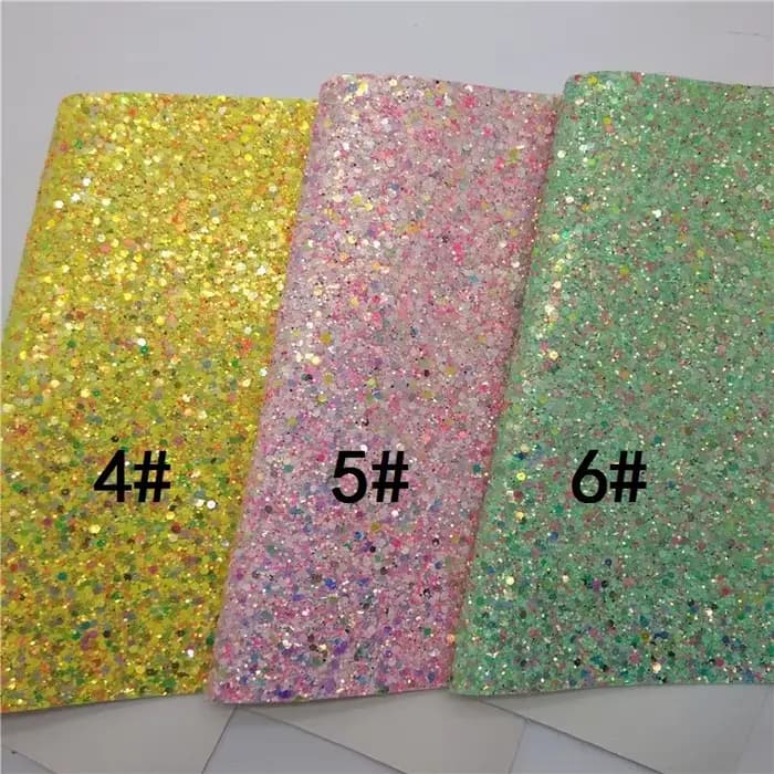 Tissu en Faux Vinyle à Paillettes de Couleurs Pastels