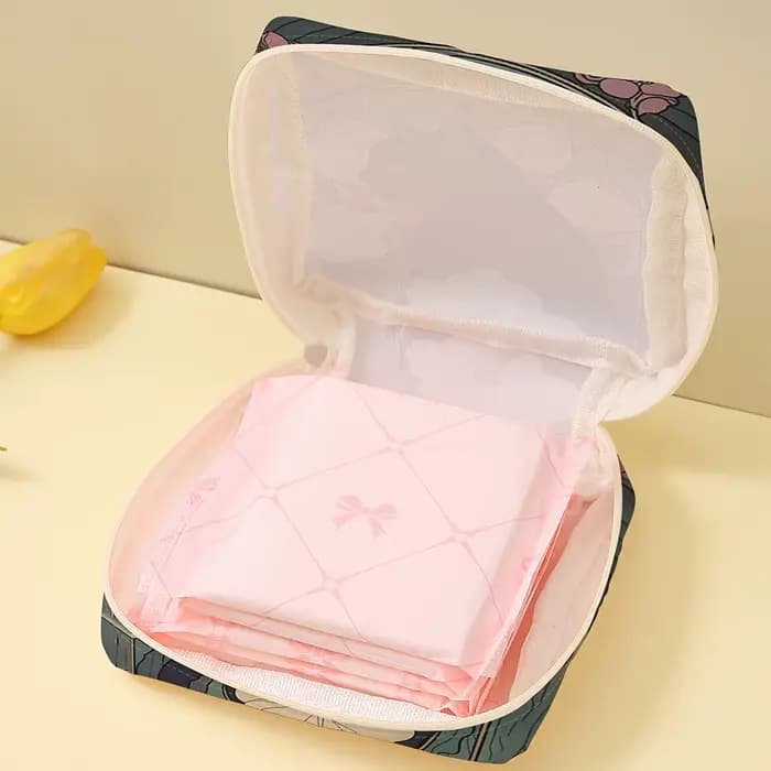 Sac de rangement pour serviettes hygiéniques imprimées à motif de chat