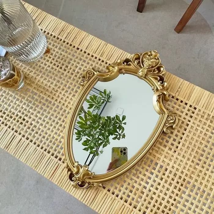 Miroir de maquillage vintage français avec cadre en résine