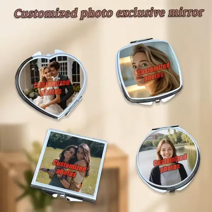 Miroir de maquillage personnalisé en forme de cœur
