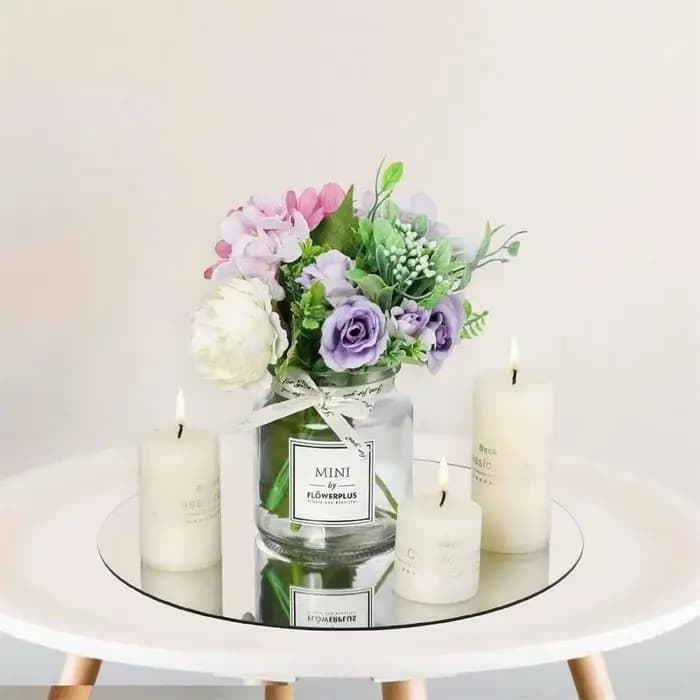 Miroirs ronds en acrylique de 8 pouces, centres de Table de mariage, assiettes à bougies circulaires, plateaux de miroir de décoration murale pour événements, 10 pièces