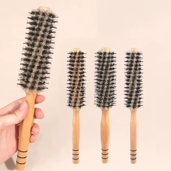 Brosse à cheveux en bois avec poils de sanglier naturels, peigne à cheveux en bois pour femmes, cheveux bouclés, coiffure
