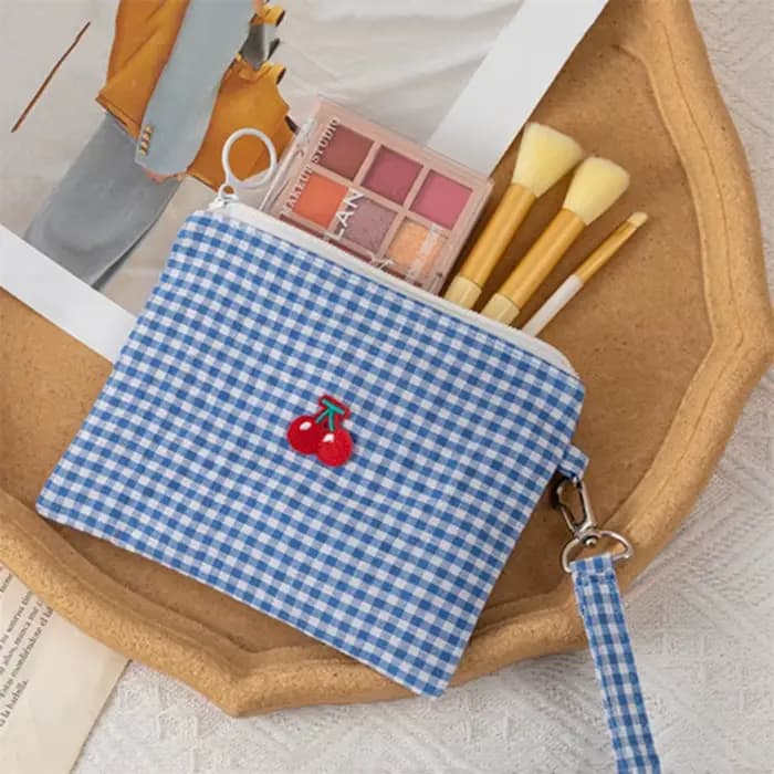 Sac de maquillage en toile cerise