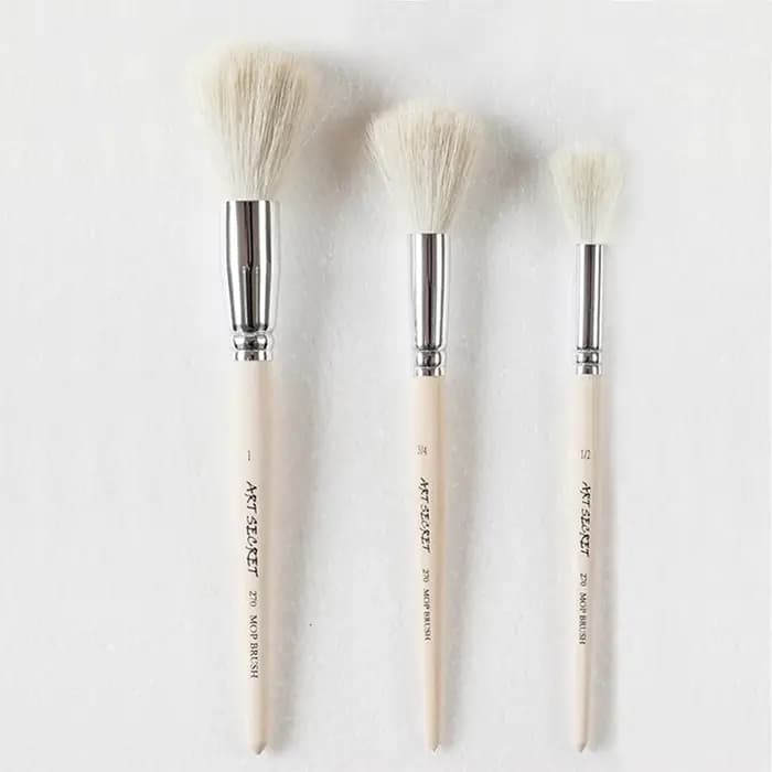 Artsecret-Brosse ronde en poils de chèvre moelleux, Interconnexion acrylique, Multi-usages, 270MOP, Manche en bois naturel, Dessin propre
