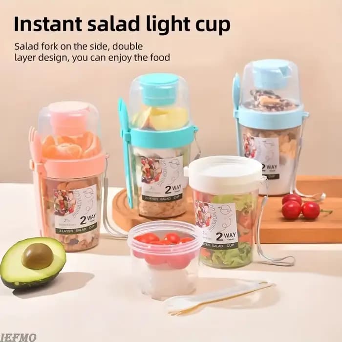 Ensemble de saladiers pour une perte de poids saine, récipient portable pour fruits, légumes, yaourt, pot anti-fuite avec fourchette et couvercle intégrés