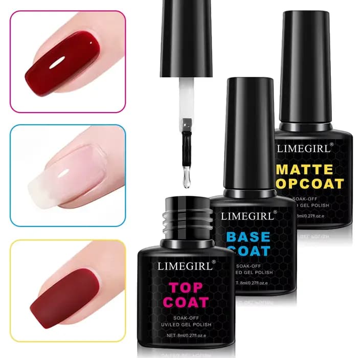 LIMEGIRL 8ml imbiber la couche de Base supérieure mate pour ongles vernis Gel UV Semi Permanent fonctionnel manucure