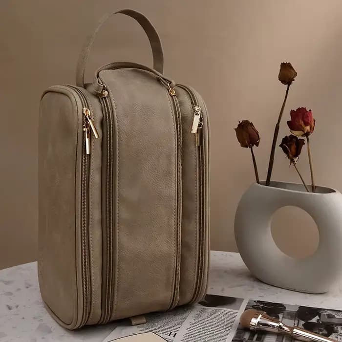 Sac de maquillage multifonctionnel en cuir PU pour femmes