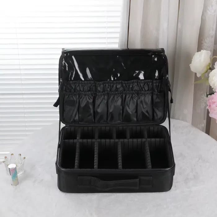 Trousse de maquillage professionnelle en cuir imperméable
